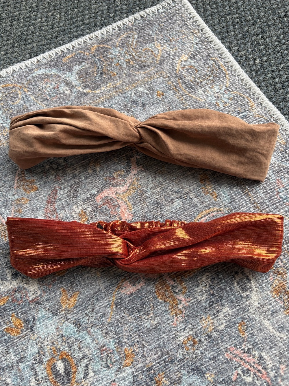 Bundle of 2 Knot Headbands Free People Copper Metallic & Faux Suede Old Navy